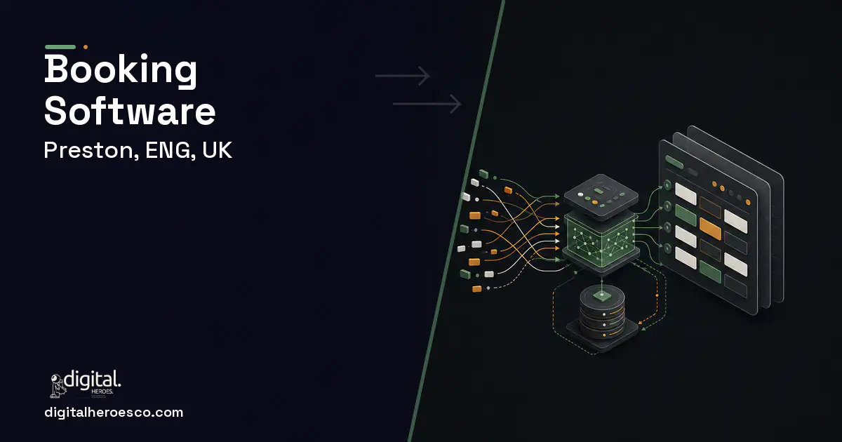 Booking Software workflow illustration for Preston, ENG, UK.