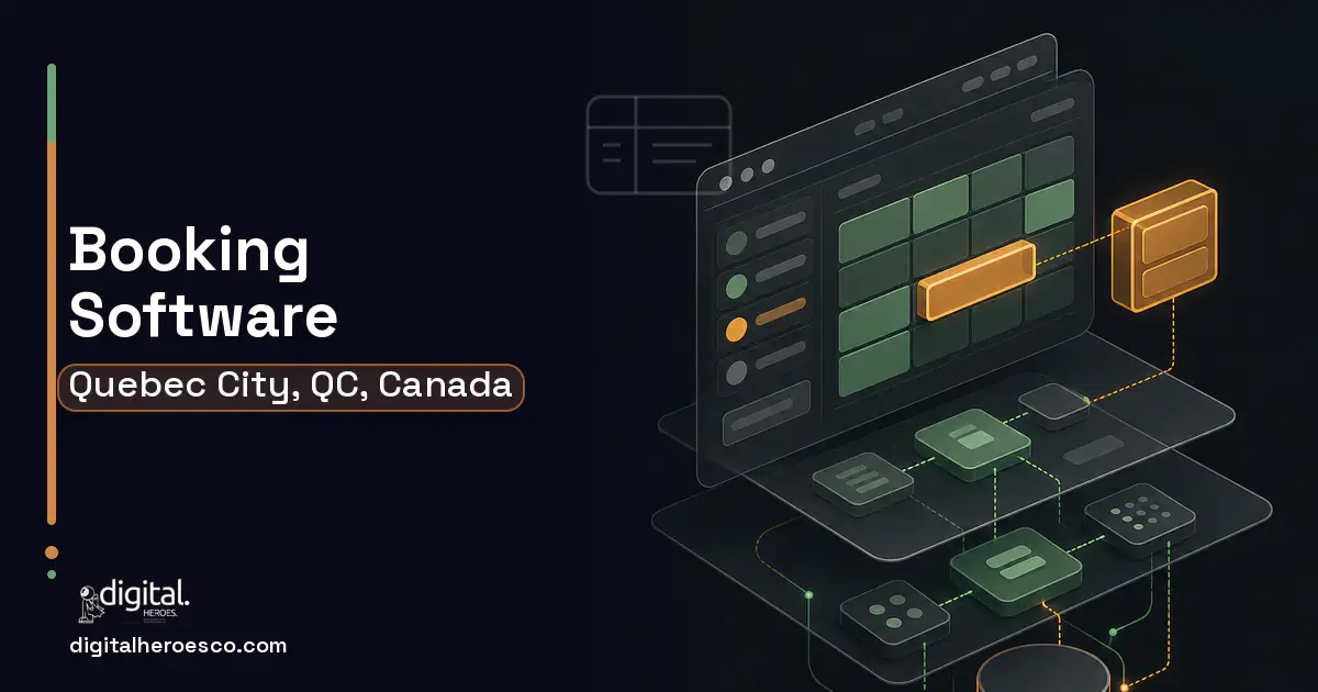 Booking Software product interface illustration for Quebec City, QC, Canada.