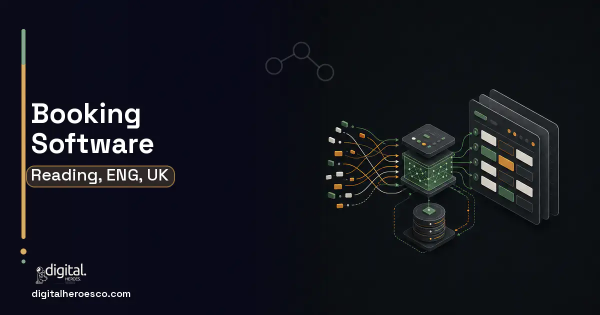 Booking Software workflow illustration for Reading, ENG, UK.