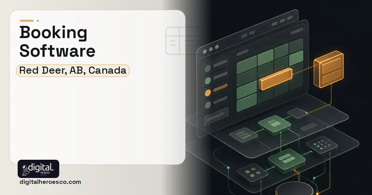 Booking Software product interface illustration for Red Deer, AB, Canada.