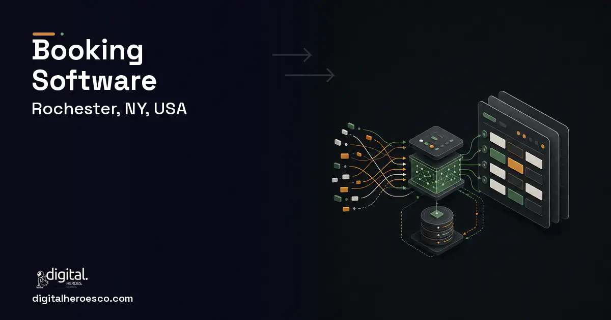 Booking Software workflow illustration for Rochester, NY, USA.