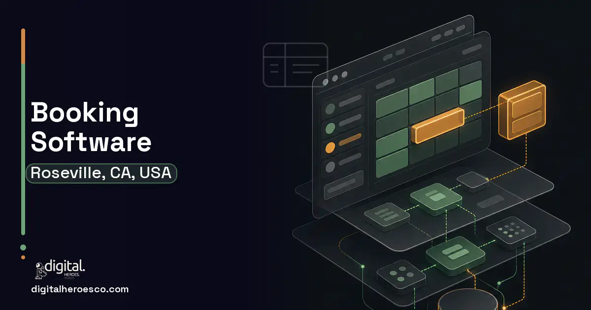 Booking Software product interface illustration for Roseville, CA, USA.