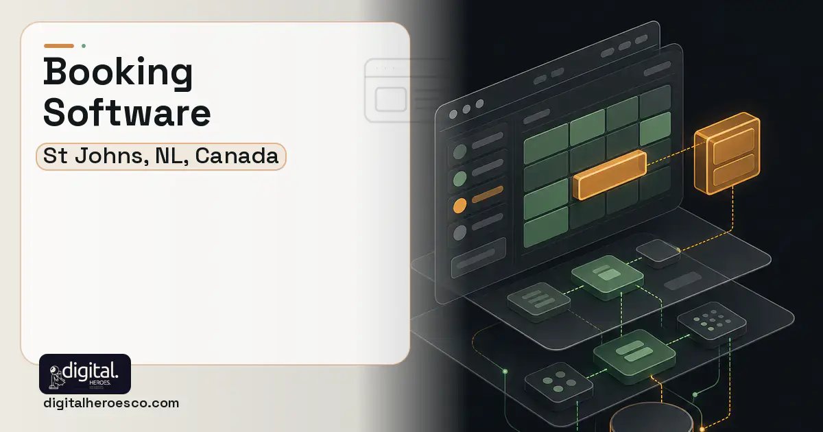 Booking Software product interface illustration for St Johns, NL, Canada.