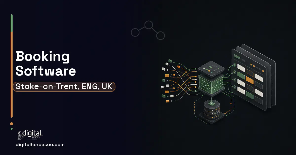 Booking Software workflow illustration for Stoke-on-Trent, ENG, UK.