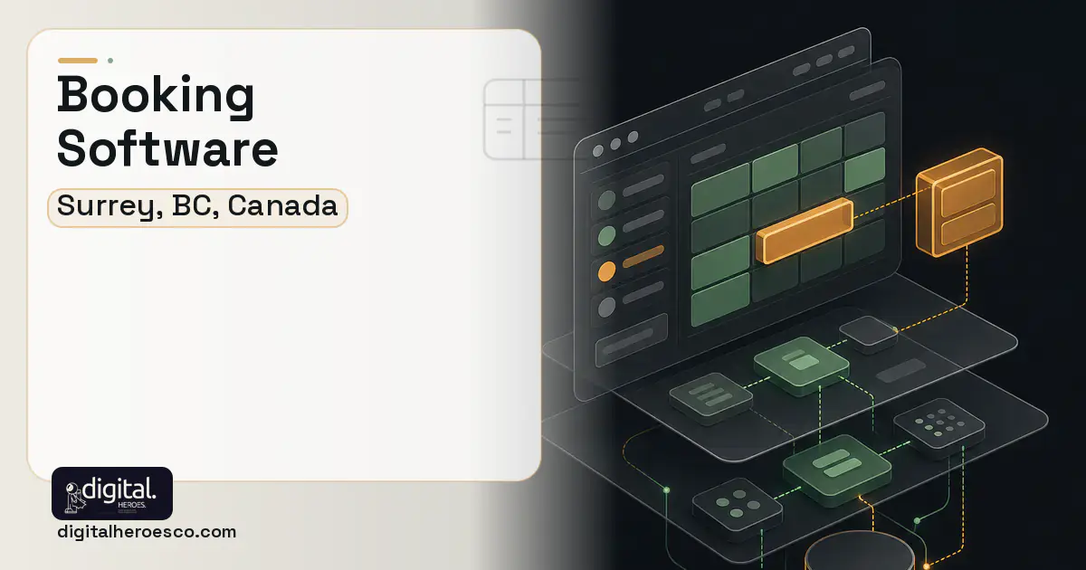 Booking Software product interface illustration for Surrey, BC, Canada.