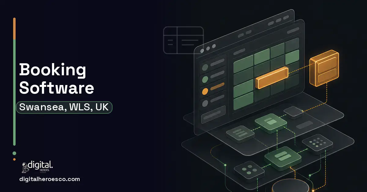 Booking Software product interface illustration for Swansea, WLS, UK.