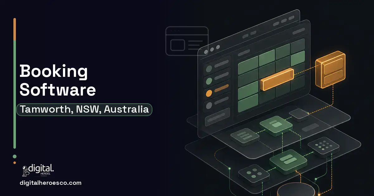 Booking Software product interface illustration for Tamworth, NSW, Australia.