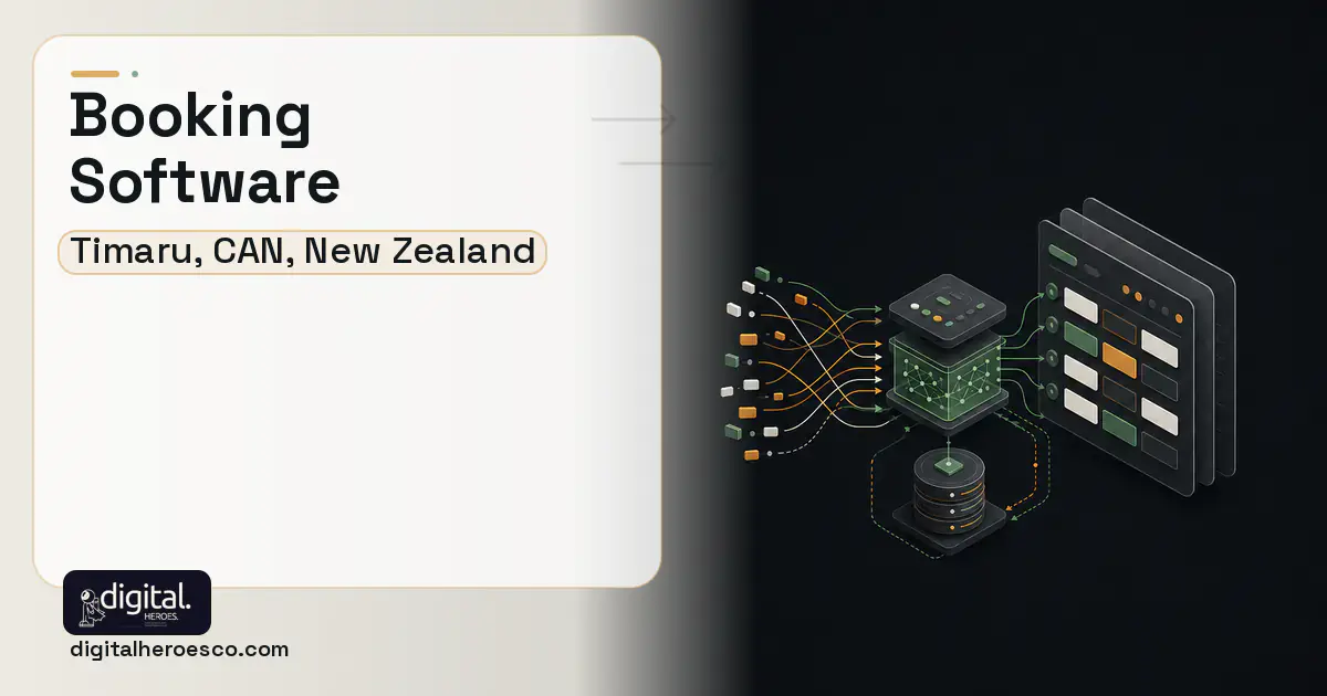 Booking Software workflow illustration for Timaru, CAN, New Zealand.