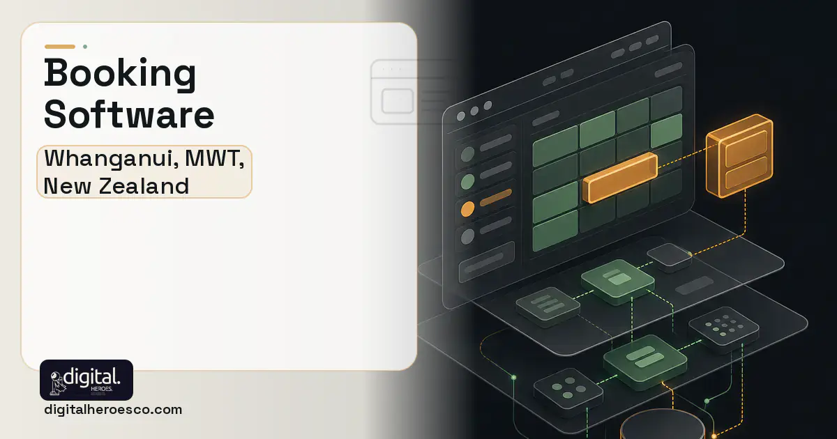 Booking Software product interface illustration for Whanganui, MWT, New Zealand.