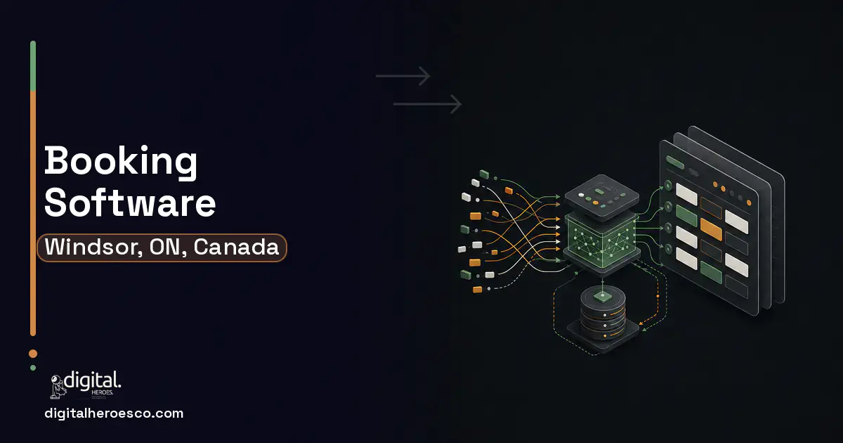 Booking Software workflow illustration for Windsor, ON, Canada.