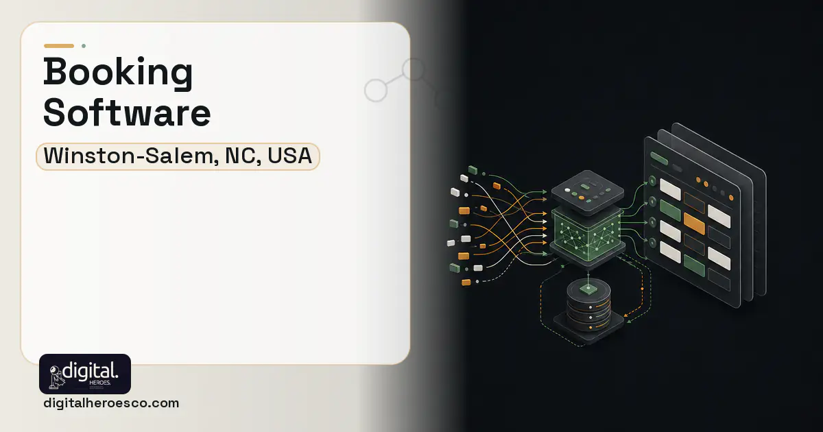 Booking Software workflow illustration for Winston-Salem, NC, USA.