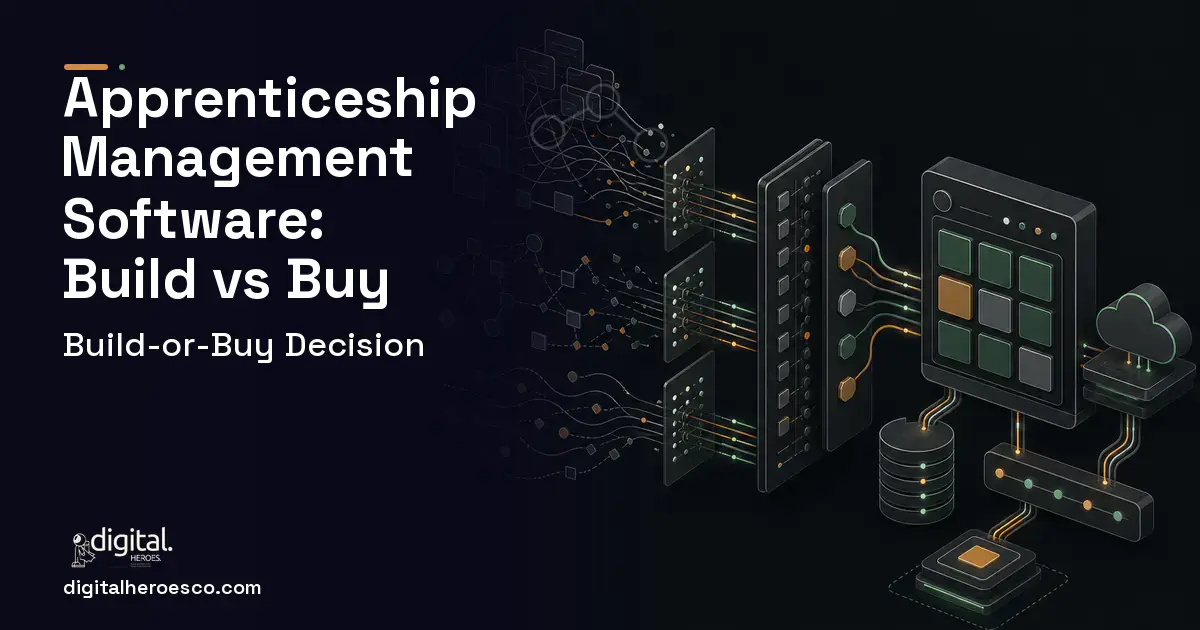 HR Software Development workflow illustration for Apprenticeship Management Software Build vs Buy Guide.