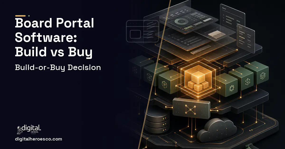 Custom Software Development product interface illustration for Board Portal Software Build vs Buy Guide.