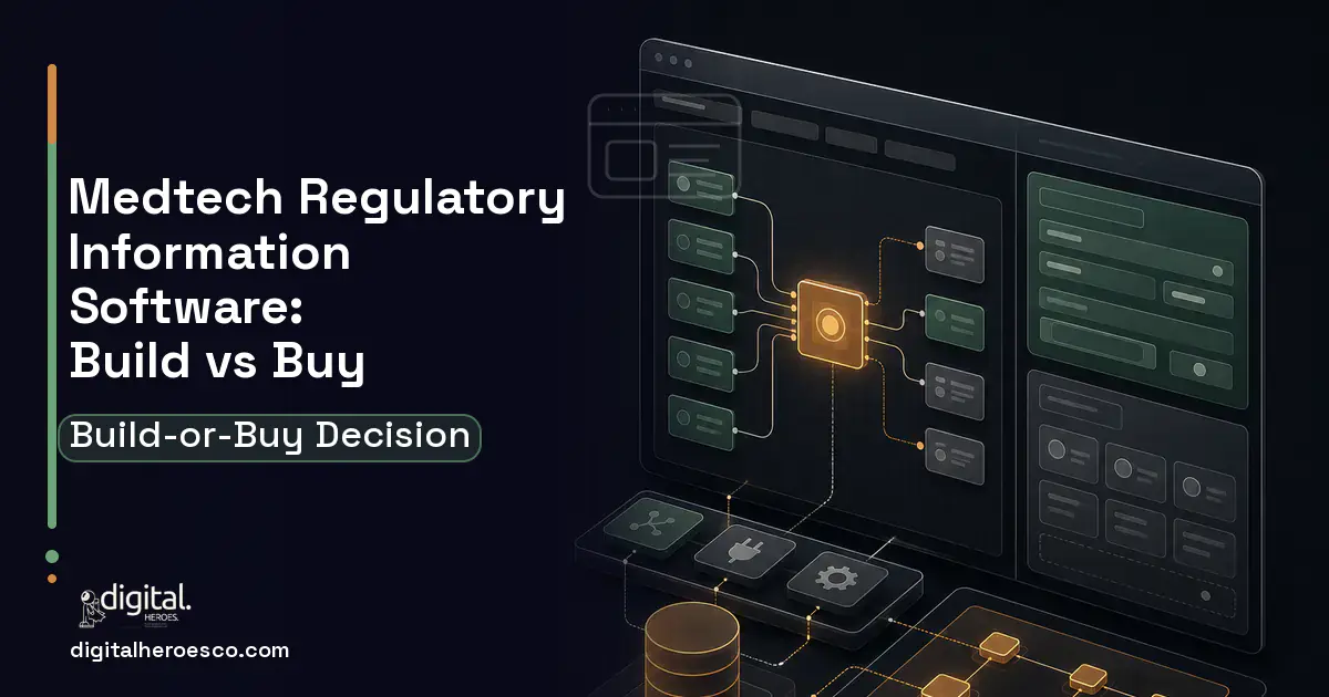 Internal tools product interface illustration for Medtech Regulatory Information Software Build vs Buy Guide.