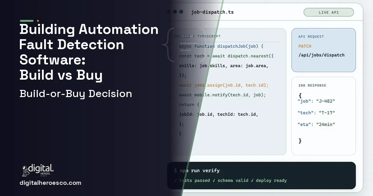 Field Service Software code editor and API illustration for Building Automation Fault Detection Build vs Buy Guide.
