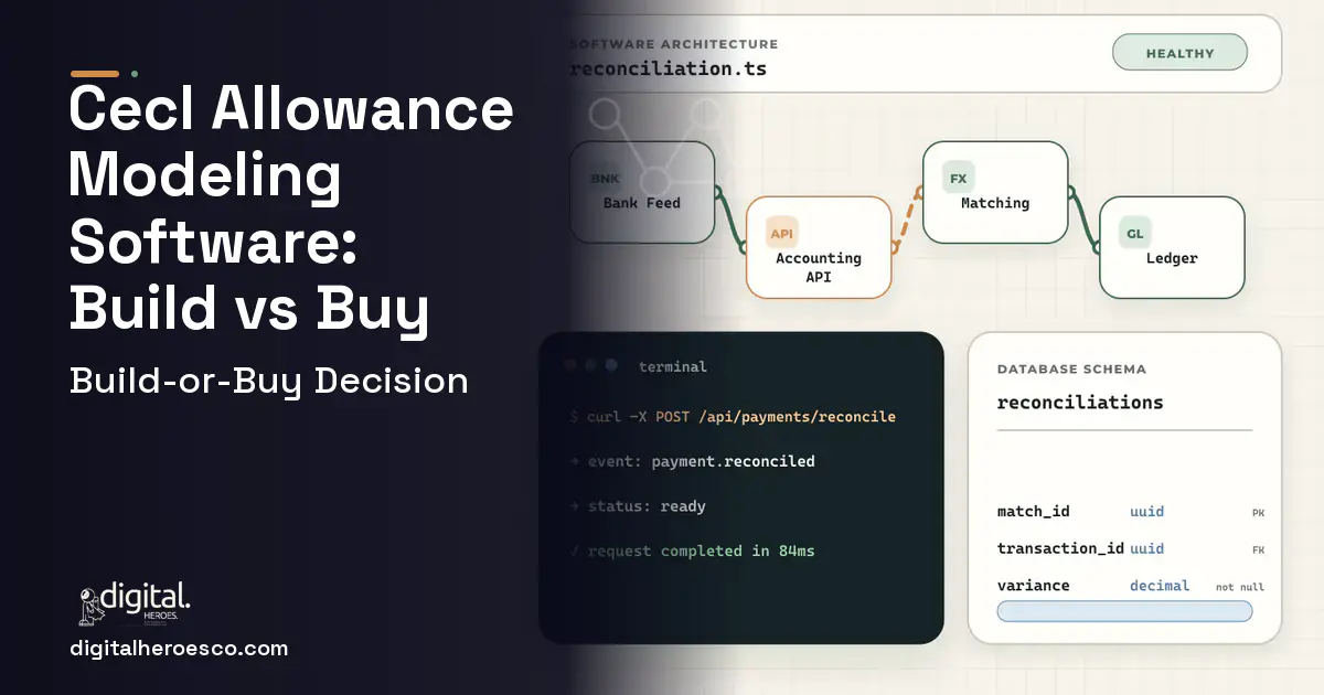 Accounting Software architecture and database illustration for Cecl Allowance Modeling Software Build vs Buy Guide.