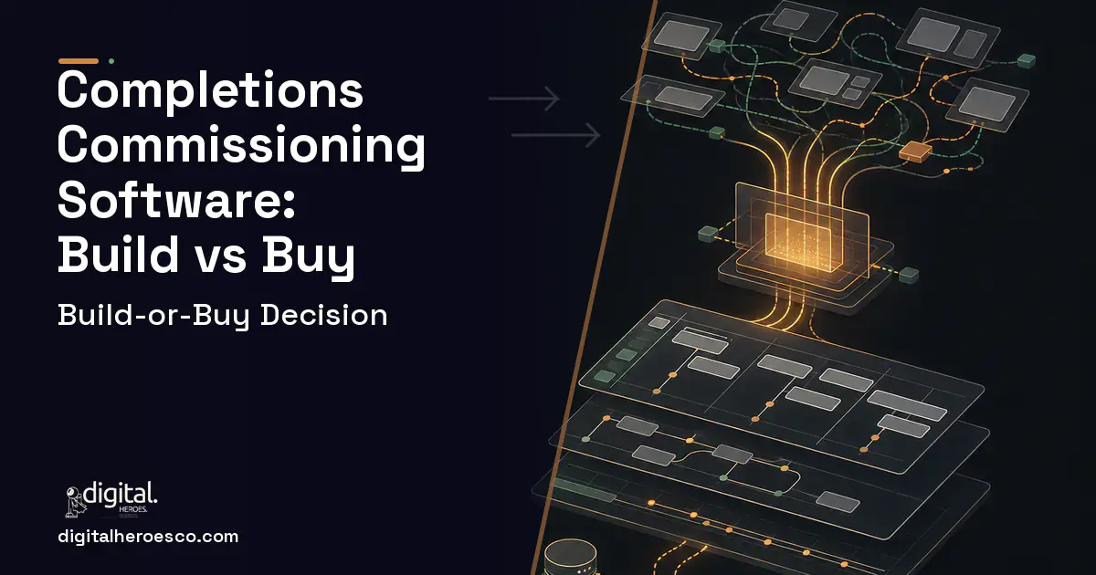 Project Management Software workflow illustration for Completions Commissioning Software Build vs Buy Guide.