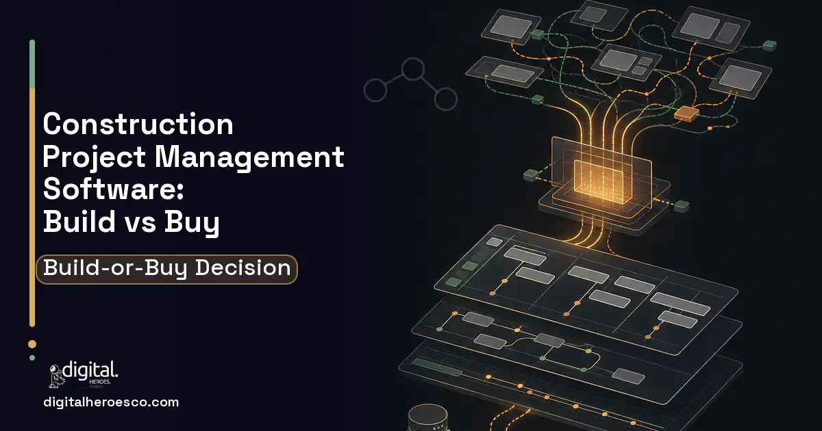 Project Management Software workflow illustration for Construction Project Management Software Build vs Buy Guide.