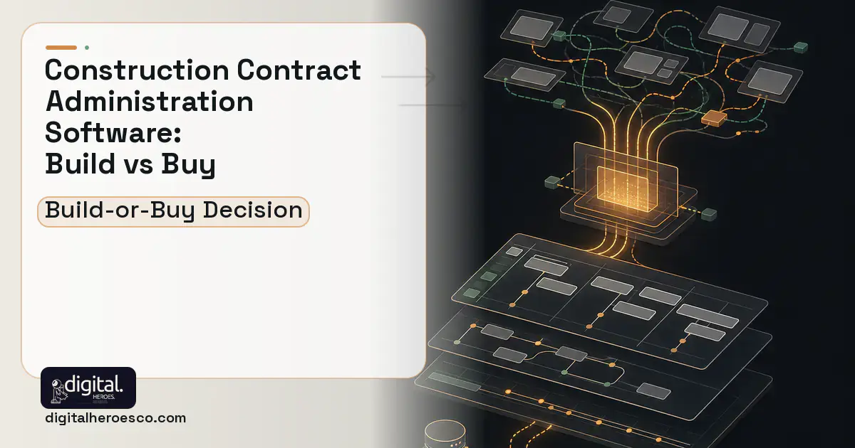 Project Management Software workflow illustration for Construction Contract Administration Software Build vs Buy Guide.