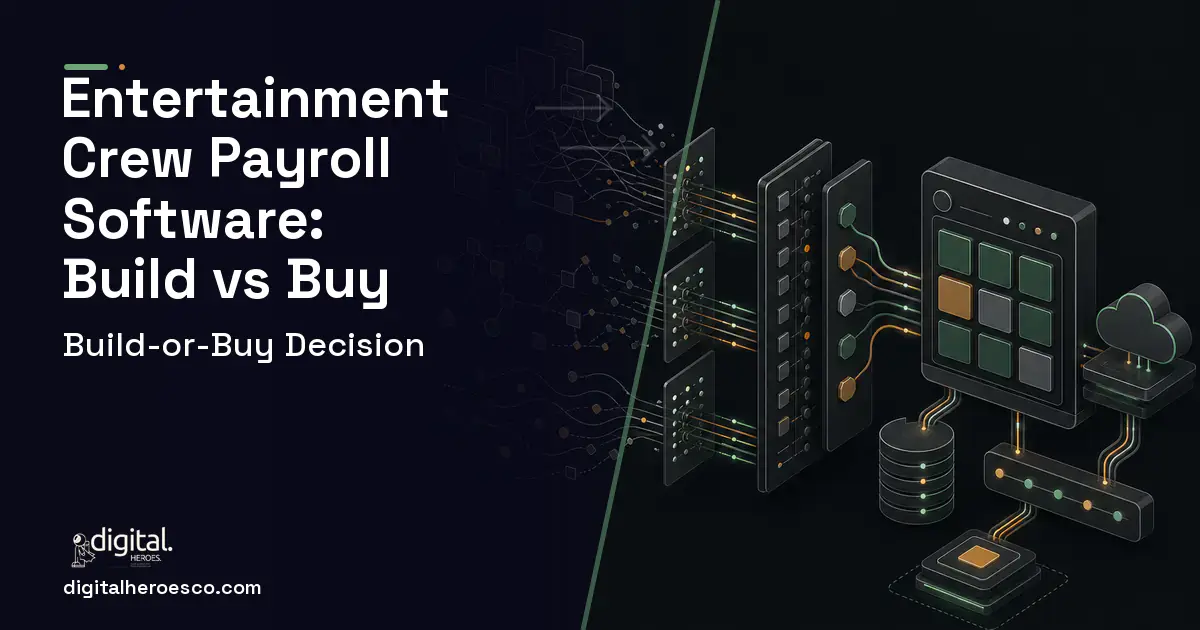 HR Software Development workflow illustration for Entertainment Crew Payroll Software Build vs Buy Guide.