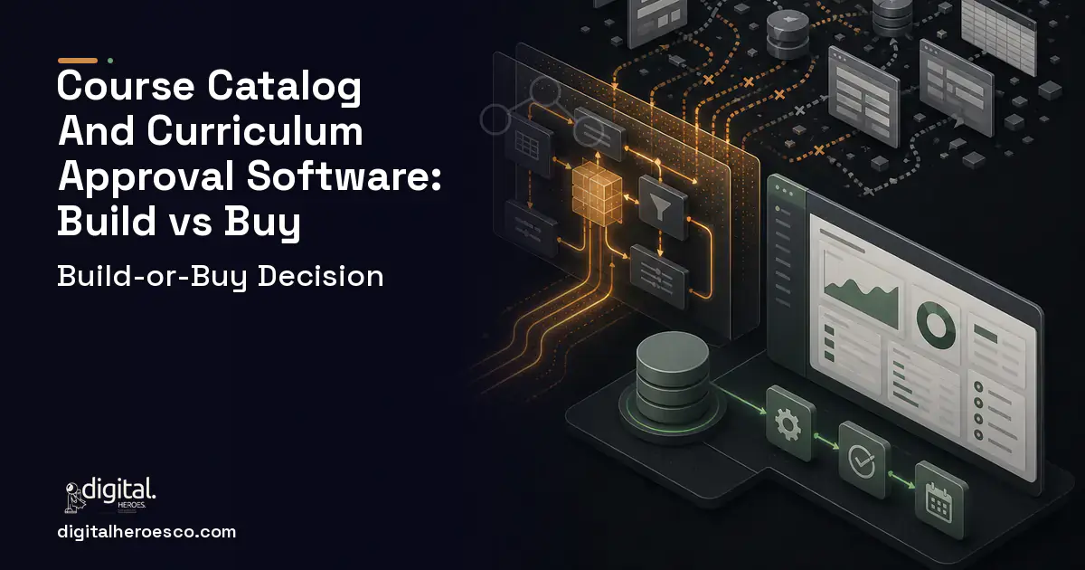 Internal Tools Development workflow illustration for Course Catalog AND Curriculum Approval Software Build vs Buy Guide.