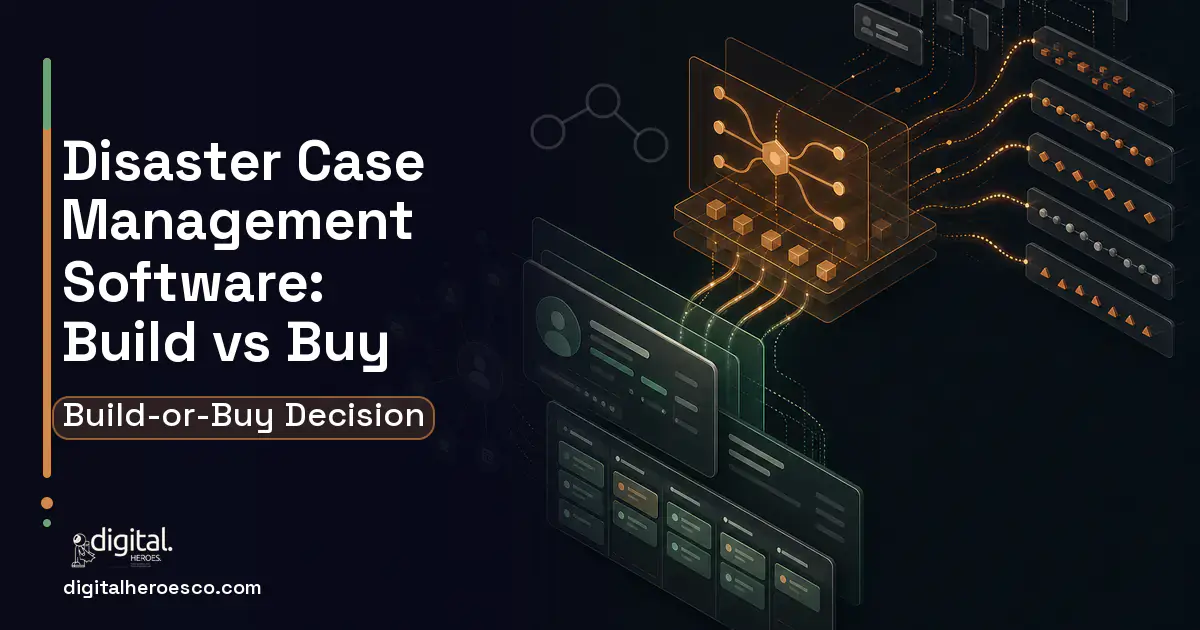 CRM Development workflow illustration for Disaster Case Management Software Build vs Buy Guide.