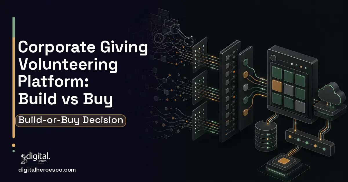 HR Software Development workflow illustration for Corporate Giving Volunteering Platform Build vs Buy Guide.