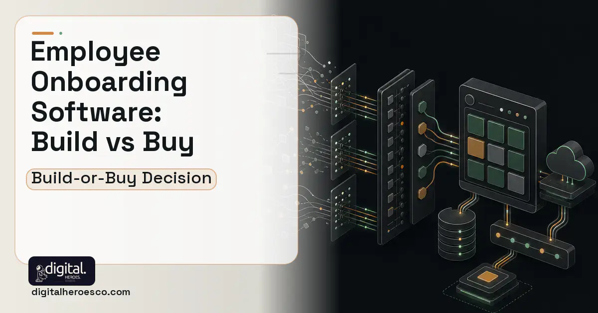 HR Software Development workflow illustration for Employee Onboarding Software Build vs Buy Guide.