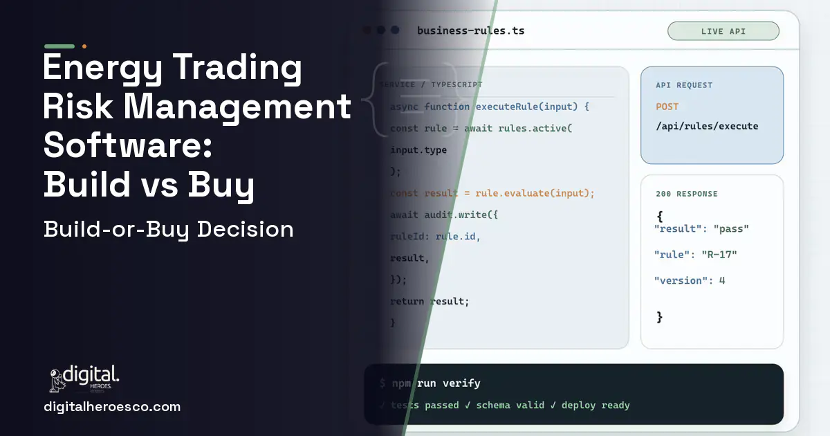 Custom software code editor and API illustration for Energy Trading Risk Management Software Build vs Buy Guide.