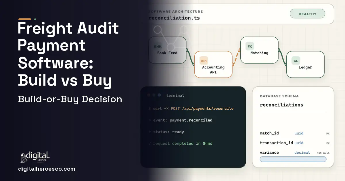 Accounting Software architecture and database illustration for Freight Audit Payment Software Build vs Buy Guide.