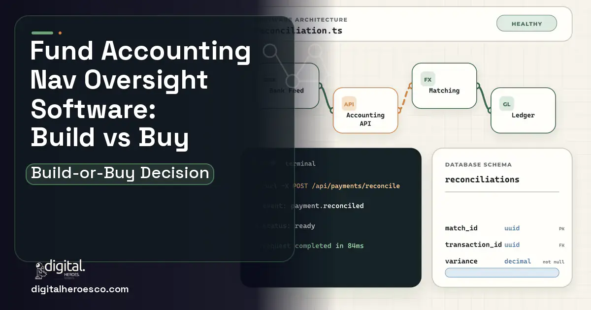 Accounting Software architecture and database illustration for Fund Accounting NAV Oversight Build vs Buy Guide.
