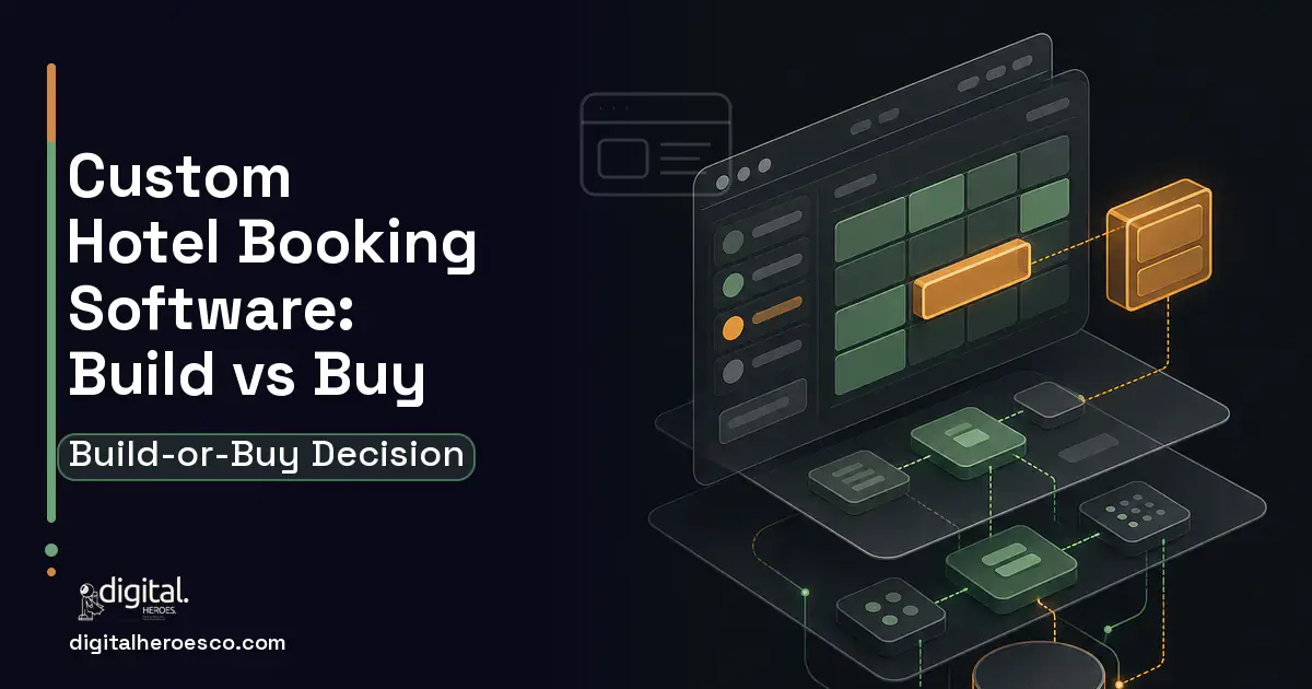 Booking Software product interface illustration for Custom Hotel Booking Software Build vs Buy Guide.