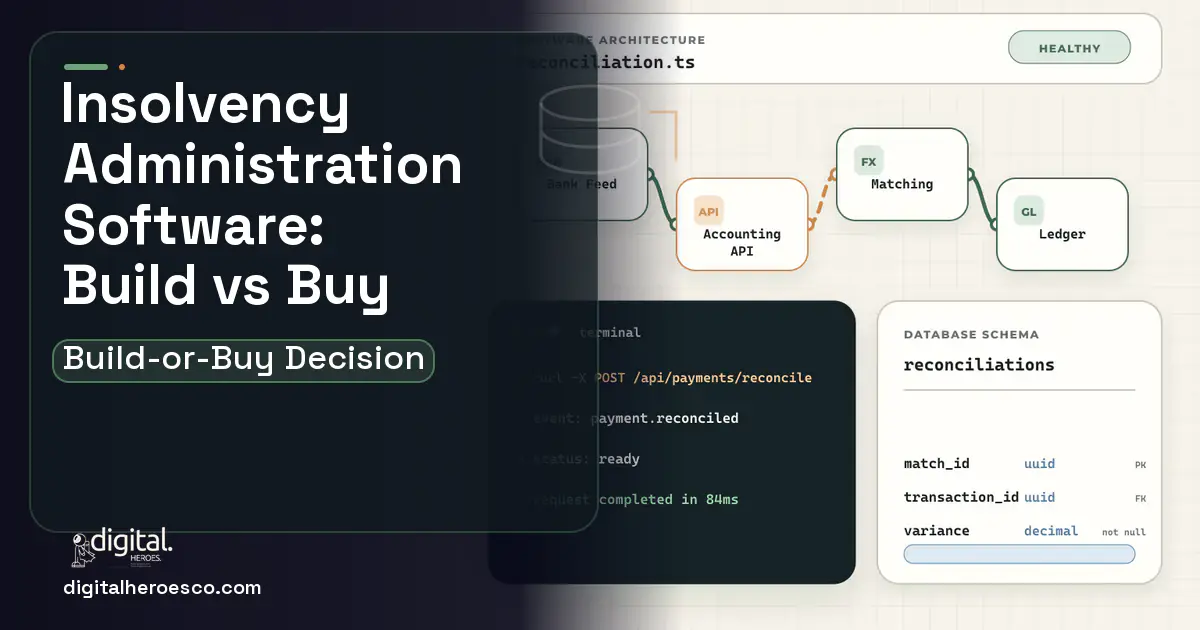 Accounting Software architecture and database illustration for Insolvency Administration Software Build vs Buy Guide.