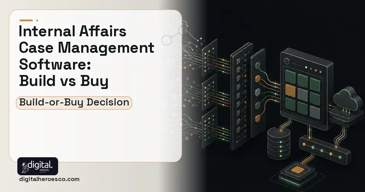 HR Software Development workflow illustration for Internal Affairs Case Management Software Build vs Buy Guide.