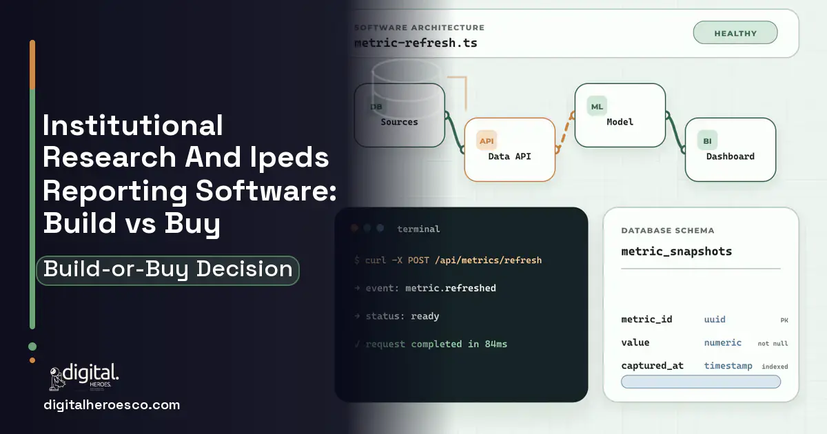 BI Dashboard Development architecture and database illustration for Institutional Research AND Ipeds Build vs Buy Guide.