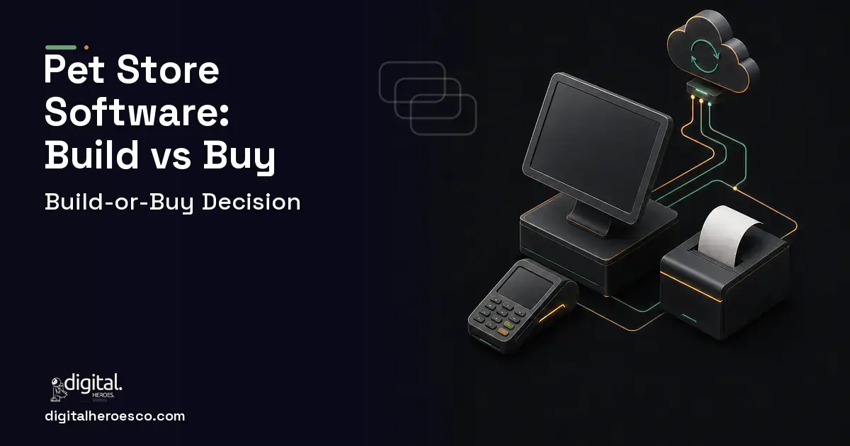 POS System Development software overview illustration for PET Store Software Build vs Buy Guide.