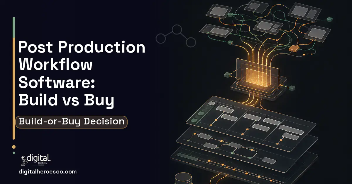 Project Management Software workflow illustration for Post Production Workflow Software Build vs Buy Guide.