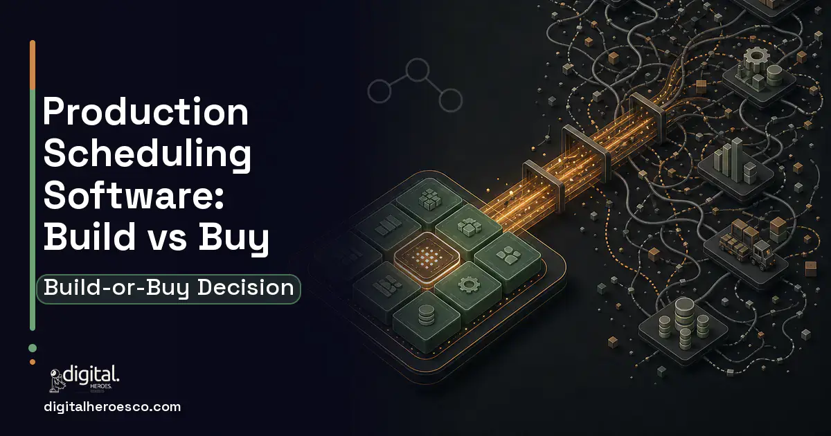 ERP Development workflow illustration for Production Scheduling Software Build vs Buy Guide.