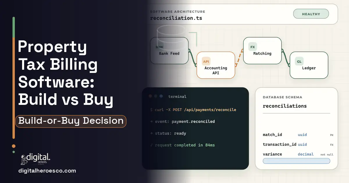 Accounting Software architecture and database illustration for Property TAX Billing Software Build vs Buy Guide.