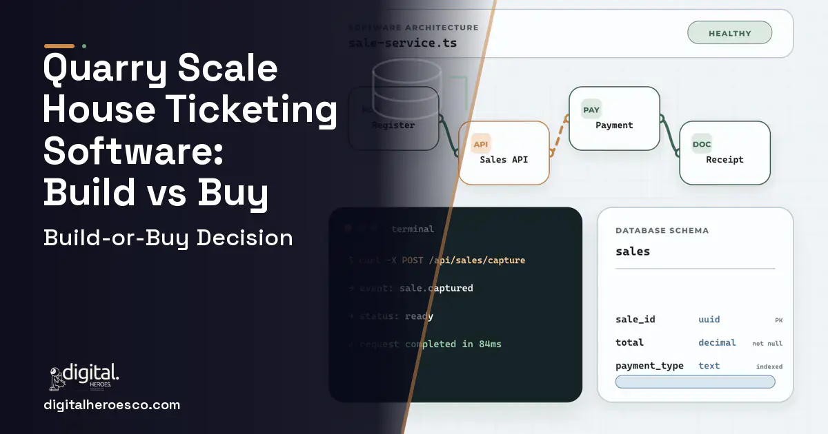POS system architecture and database illustration for Quarry Scale House Ticketing Software Build vs Buy Guide.