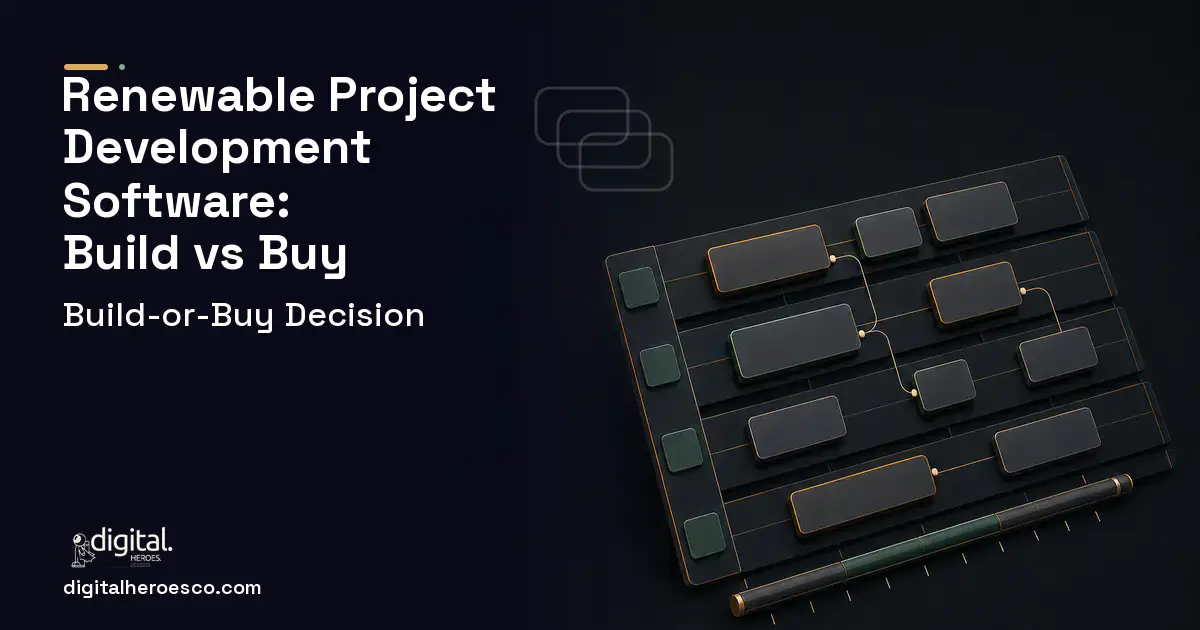 Project management software overview illustration for Renewable Project Development Software Build vs Buy Guide.