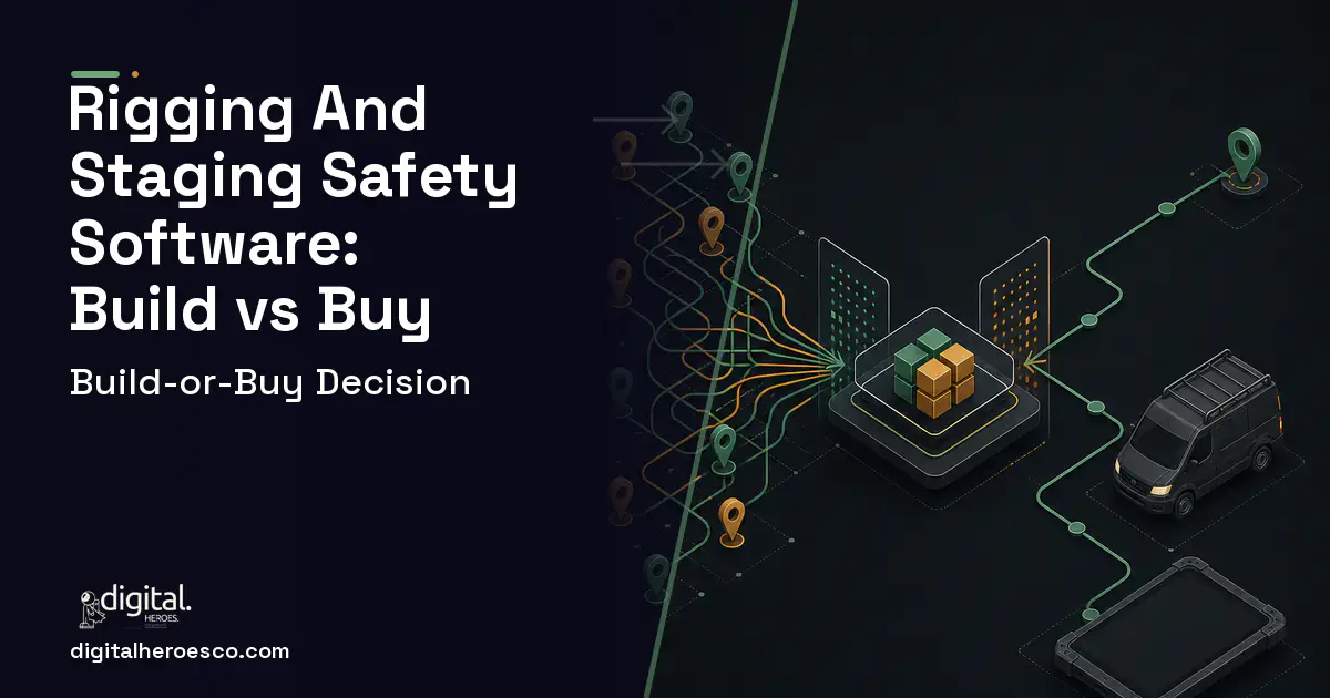 Field Service Software workflow illustration for Rigging AND Staging Safety Software Build vs Buy Guide.