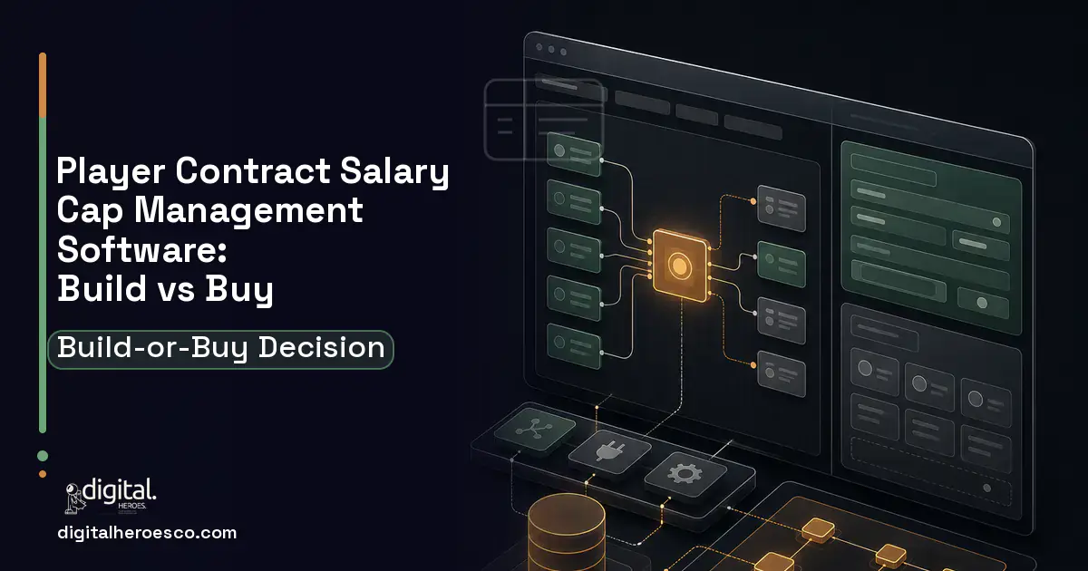 Internal tools product interface illustration for Player Contract Salary CAP Management Software Build vs Buy Guide.