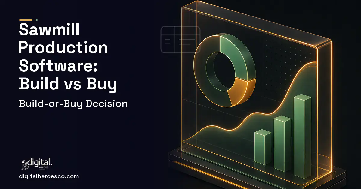 BI Dashboard Development product interface illustration for Sawmill Production Software Build vs Buy Guide.