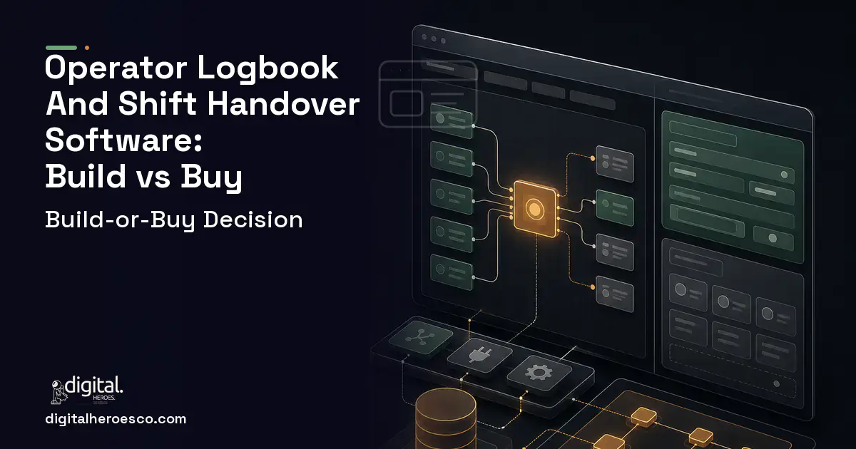Internal tools product interface illustration for Operator Logbook AND Shift Handover Software Build vs Buy Guide.