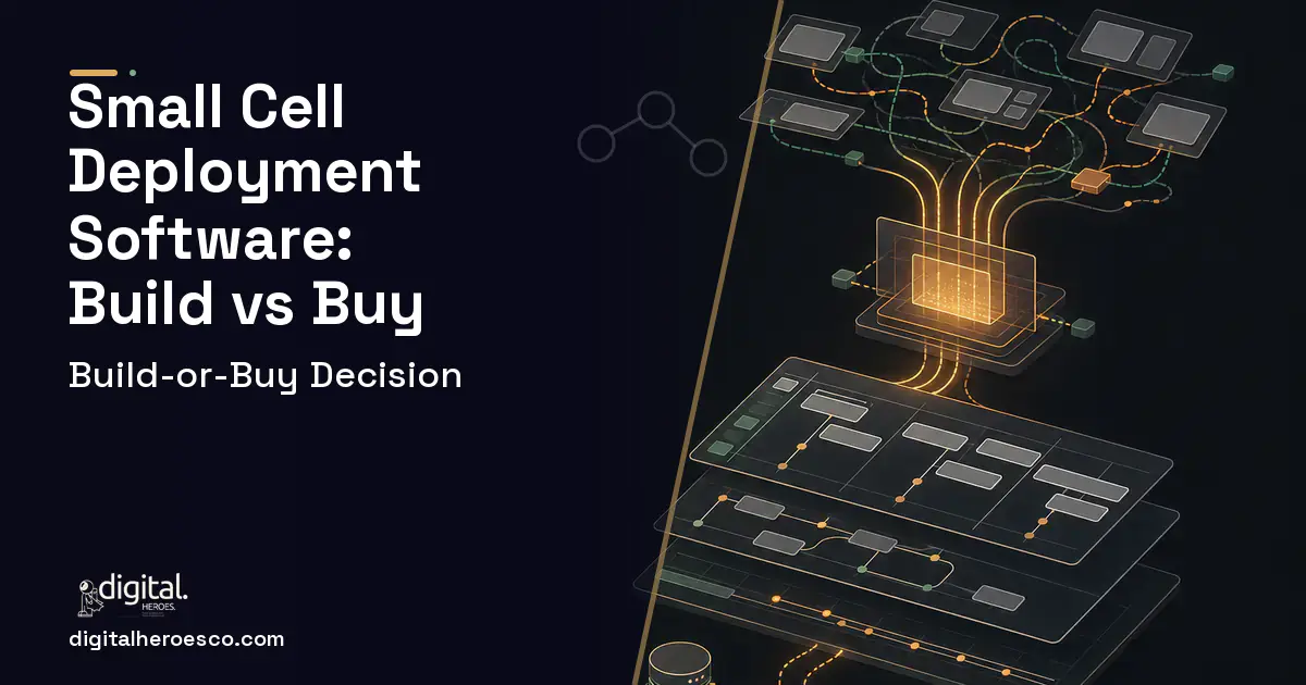 Project Management Software workflow illustration for Small Cell Deployment Software Build vs Buy Guide.
