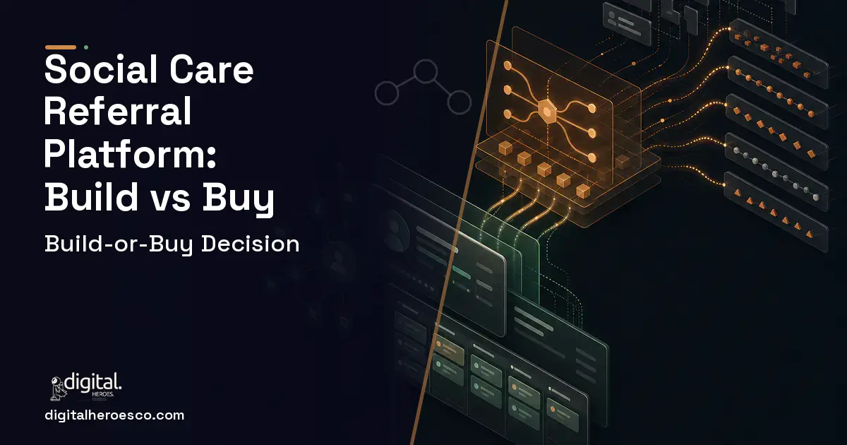 CRM Development workflow illustration for Social Care Referral Platform Build vs Buy Guide.