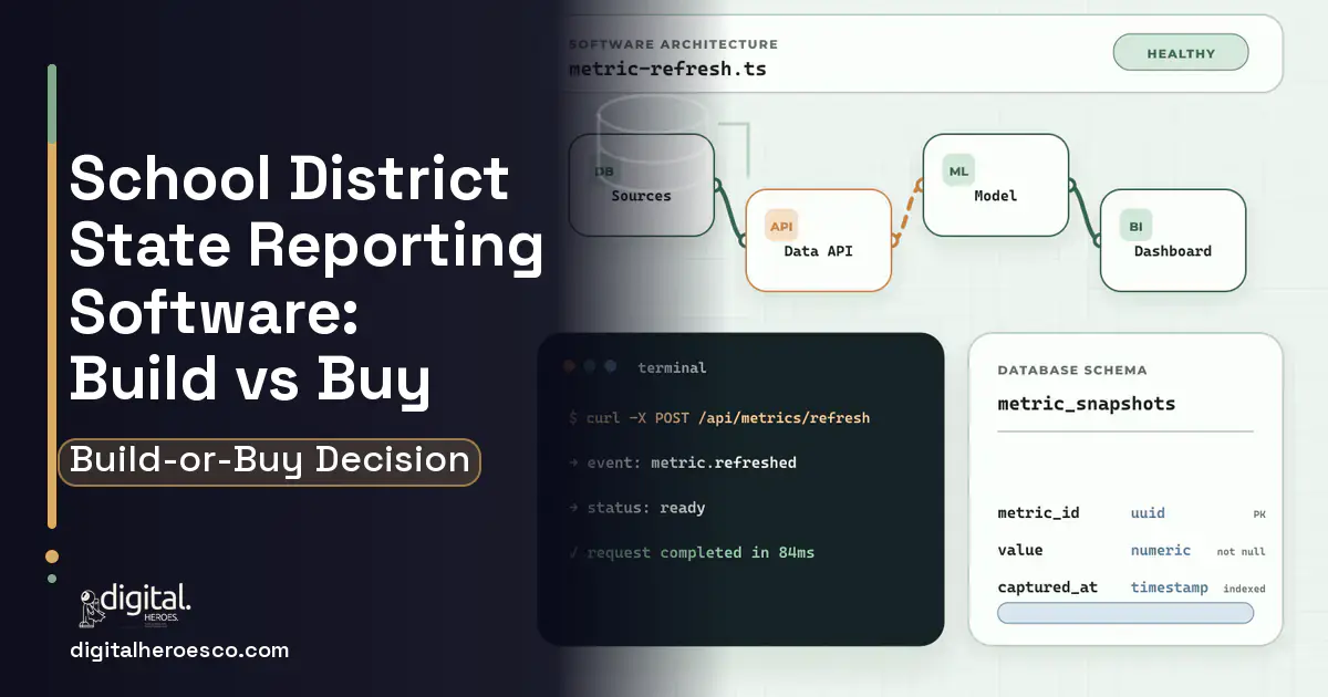 BI dashboard architecture and database illustration for School District State Reporting Software Build vs Buy Guide.