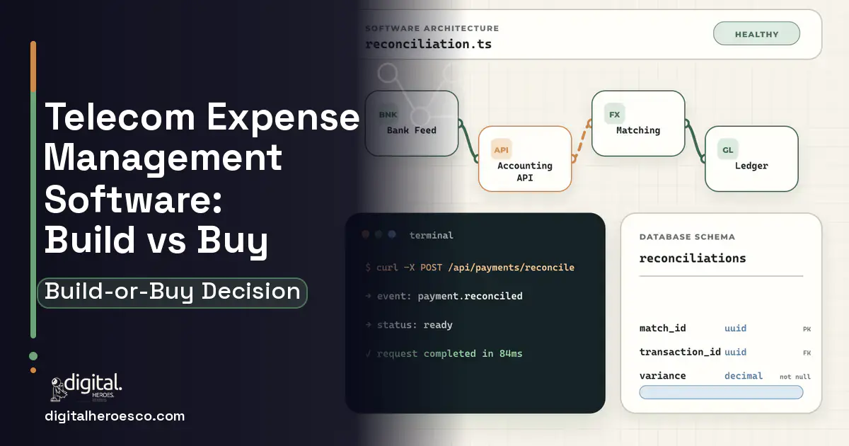 Accounting Software architecture and database illustration for Telecom Expense Management Software Build vs Buy Guide.