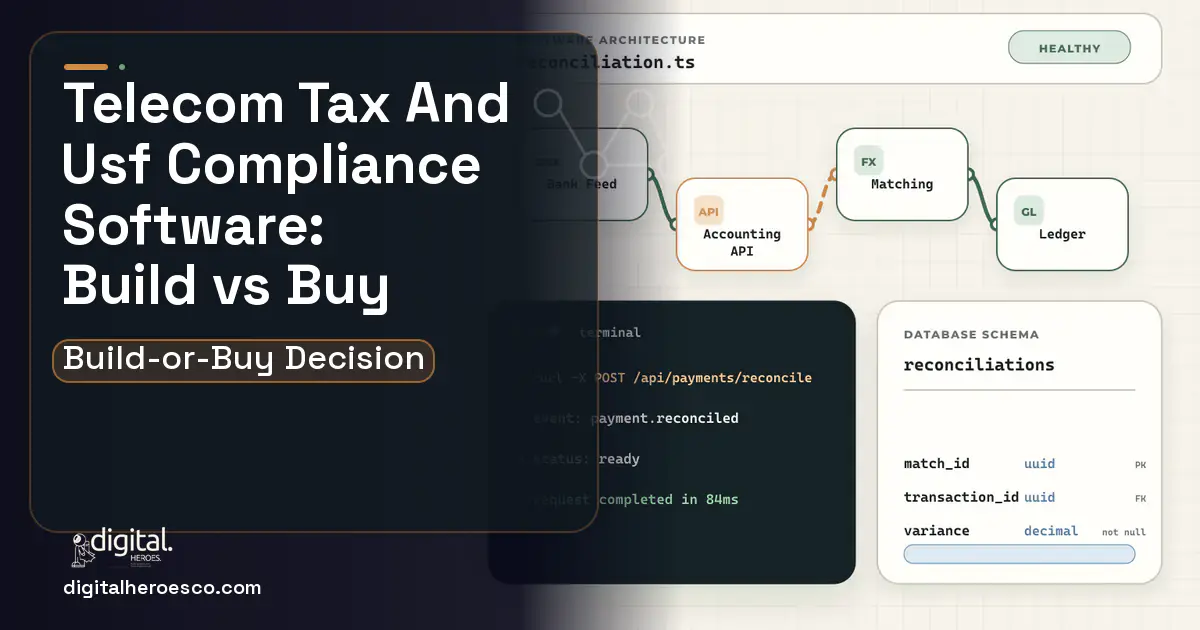 Accounting Software architecture and database illustration for Telecom TAX AND USF Compliance Build vs Buy Guide.
